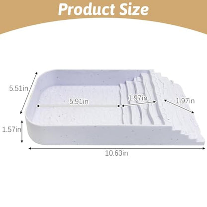 PINVNBY Reptile Bathing Pool Plastic Tortoise Food Dish with Ramp Leaf Reptile Food Dish & Water Bowl Tortoise Habitat Accessories for Frog Lizard Box Turtle (White)