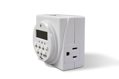 UltraGrow Digital Timer, 7-Day Programmable Electric Outlet Timer, White, LCD Display, Multiple On/Off Settings, Indoor Use