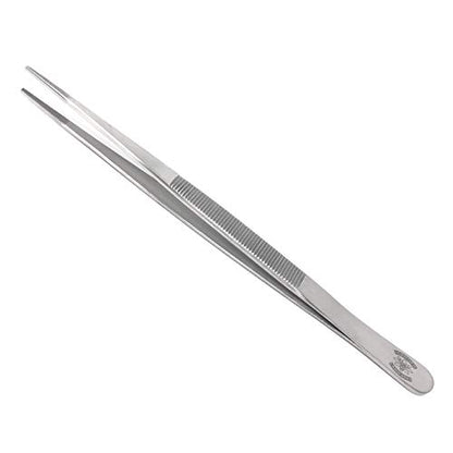 High Precision Stainless Steel Lab Tweezers/Forceps with Straight Broad Strong Point (6 in.)