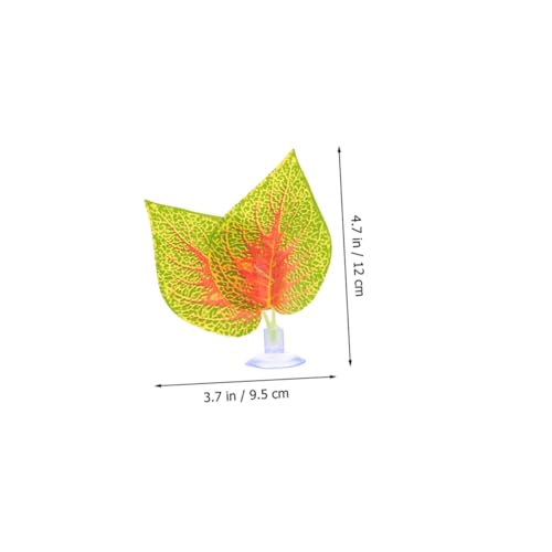 BESPORTBLE 4pcs Aquarium Fake Plants Purple Perilla Leaf Artificial Aquarium Decor with Suction Cups, Plastic Terrarium Plants Ornament for Fish Tank and Reptile Habitat