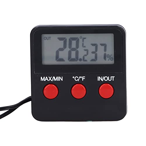 DTH 74 Humidity Temperature, Digital Thermometer Hygrometer, Accurate Indoor Outdoor Temp Sensor with External Probe, Clear Display for Room Greenhouse Reptile Terrarium