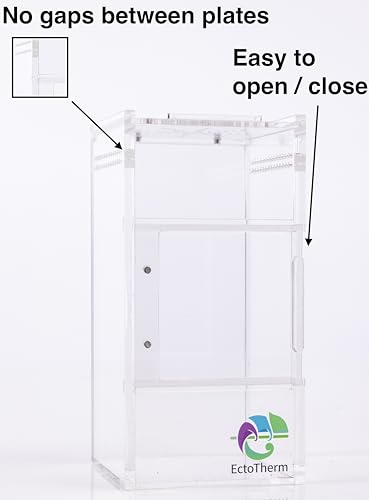 EctoTherm Jumping Spider Enclosure - Complete Acrylic Terrarium Habitat for Spiders, Tarantulas, Praying Mantis - Small Spider House with Front Opening Door - Bug Enclosure for Arboreal Species - size: Small