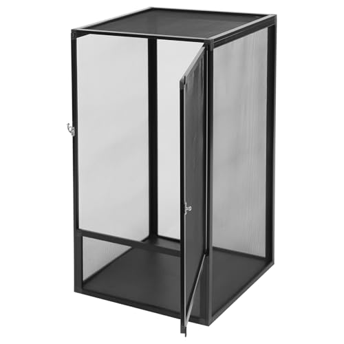 Reptile Terrarium Cage 17.7"x17.7"x31.5", 360° Panoramic Foldable Reptile Terrarium Kit, Aluminum Alloy Mesh Cage Micro Pet Feeding Net Box for Chameleons, Lizards, Snakes, Spiders
