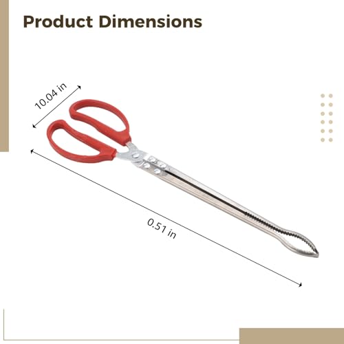 15.0 in Stainless Steel Tongs, Extra Long for Reptile Feeding, Anti-Slip Curved Toothed Grip, Safe Catching Tool for Snake, Tortoise, Lizard, Frog, Spider, Garbage Picking