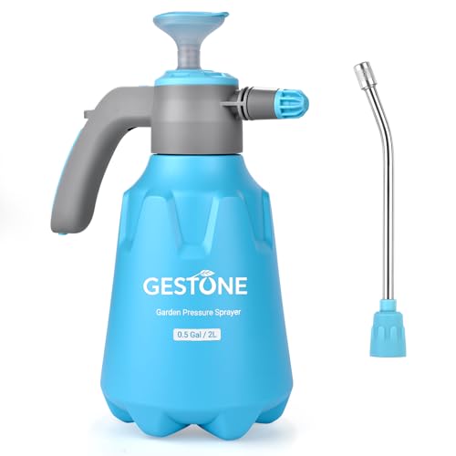 Hand Pump Sprayer 1/2 Gallon, 68 Oz Leak-Proof Water Mister Spray Bottle, 2L Handheld Garden Pressure Sprayer in Lawn and Garden, with Adjustable Nozzle, Extended Spray Rod & Safety Valve