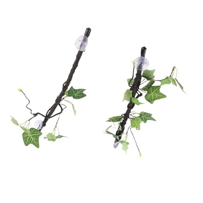 4PCS Jungle Climber Vines Flexible Reptile Leaves, Reptile Corner Branch Branch Terrarium Plant Decoration with Suction Cups for Amphibian Lizard Snake Climbing
