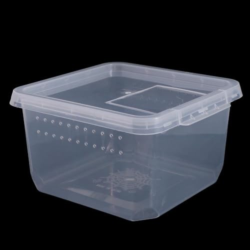 Small Reptile Breeding Box for Reptiles Small Snake Turtle Spiders Geckos Frogs Breeding Box Case Feeding Hatching Container Transparent(B) - style: B