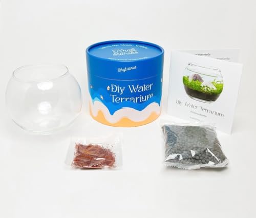 Kraftstories Water Terrarium Kit with Mini Glass Bowl, substrate and seeds | Create Your Own Indoor Garden| DIY Complete Set for Simple, Stunning Growth Unique Gift for nature lover (3.75" H - 4.5" W) - size: 3.75" H - 4.5" W