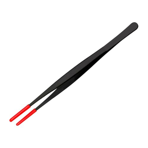 Rubber Tips Long Tweezer, Anti-Rust Reptile Feeding Tongs Terrarium Feeder Tools with Anti-Slip Handle for Lizards Tank Accessories - color: Straight Tweezers
