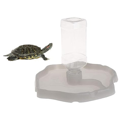 WOONEKY Automatic Water Feeder for Reptiles Turtle and Lizard Drinking Bowl Water Reservoir Food Dispenser for Small Pets
