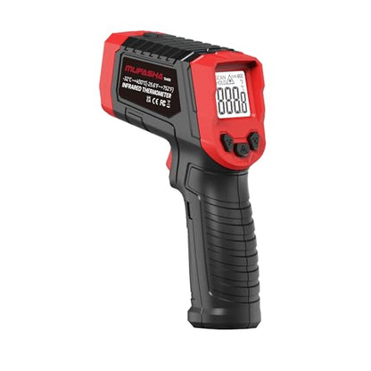 MUFASHA Infrared Thermometer Temperature Gun, -25.6℉ to 752℉ Dual Laser High Temp Thermometer with LCD Color Display, Non-Contact Industrial Pyrometer 12:1 Distance Ratio, TA400 - color: Red