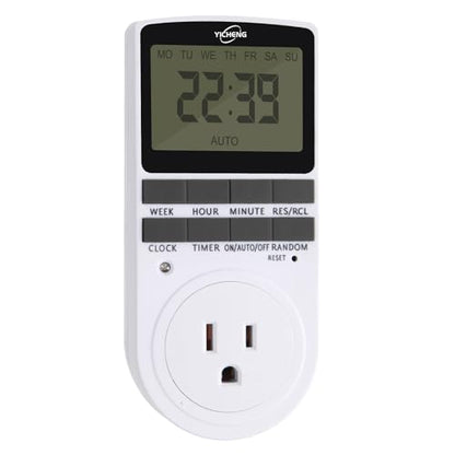 Timers Plug 7-Day 24 Hour Infinite Repeat Cycle Programmable Timed Electrical Power Switch with Countdown Delay on Off Function for Lights and Appliances