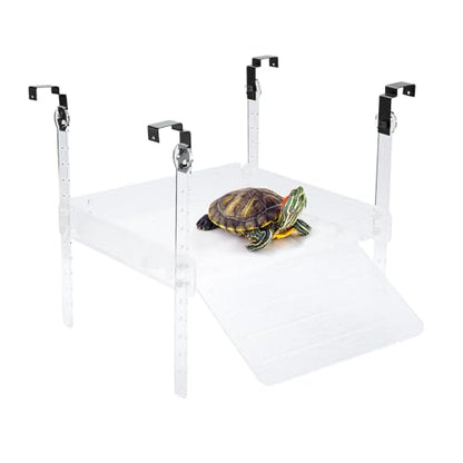Hanging Turtle Basking Platform for Aquatic 40 Breeder 75 Gallon, Aquatic Reptile Ramp Dock, Terrace, Tank Accessories - size: Extra Large