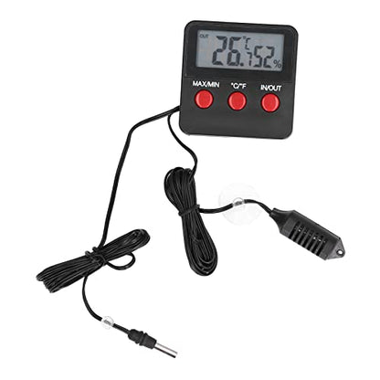 DTH - 74 Humidity Temperature Gauge, Mini Digital Thermometer Hygrometer, External Probe with Suction Cup for Indoor Outdoor Use, Accurate Sensor Meter for Room Greenhouse Reptile