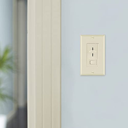 Maxxima LED Dimmer Electrical Light Switch, Ivory, 3-Way/Single Pole Use | 600 Watt Max, LED and Incandescent Compatible, Wall Plate Cover Included - color: Ivory