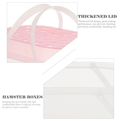 Beaupretty 2pcs Portable Hamster and Reptile Plastic Carriers Medium Size Pink Small Animal Travel Boxes for Hamsters Turtles and Crawling Pets