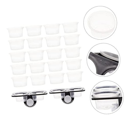 Happyyami Large Reptile Water Dish Gecko Feeder with Double Cups Reptile Feed Platform Random Color