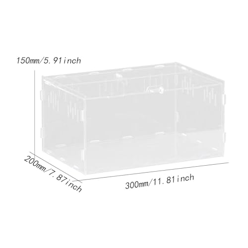 Reptile Breeding Box Terrarium Habitat Tank Transparent Acrylic Enclosure with Ventilation Holes for Snakes Frogs Turtles Geckos Small Animals- 30x20x15cm