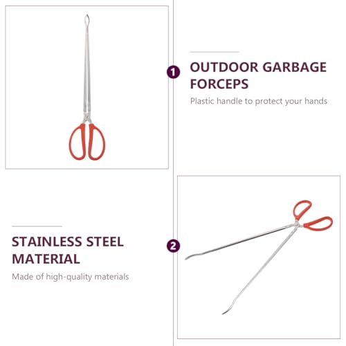 ULTECHNOVO Stainless Steel Snake Grabber Tool for Yard, 20.50" Curved Serrated Long Handle Eel Tongs, Heavy Duty Fish Loach Clamp & Chestnut Picker for Outdoor Camping Gardening