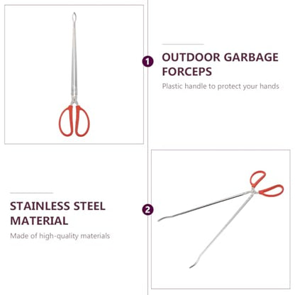 ULTECHNOVO Stainless Steel Snake Grabber Tool for Yard, 20.50" Curved Serrated Long Handle Eel Tongs, Heavy Duty Fish Loach Clamp & Chestnut Picker for Outdoor Camping Gardening