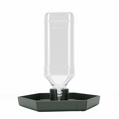 GLOGLOW Reptile Water Dispenser Automatic Gravity Feeder Tank Hex Anti Slip Tray, Low Level No Spill Design for Bearded Dragon Turtle Snake, Self Refilling Terrarium Bowl (Dark Green) - color: Dark Green