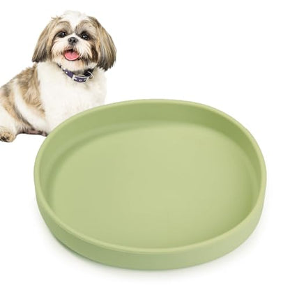 BNOSDM Silicone Dog Food Plate Shallow Dog Bowl Flat Cat Dish 1 Pack Small Puppy Plates for Small Dogs and Cats Whisker Fatigue Pet Feeding Bowls for Dry and Wet Food (Green) - color: 1 Pcs - (Green)