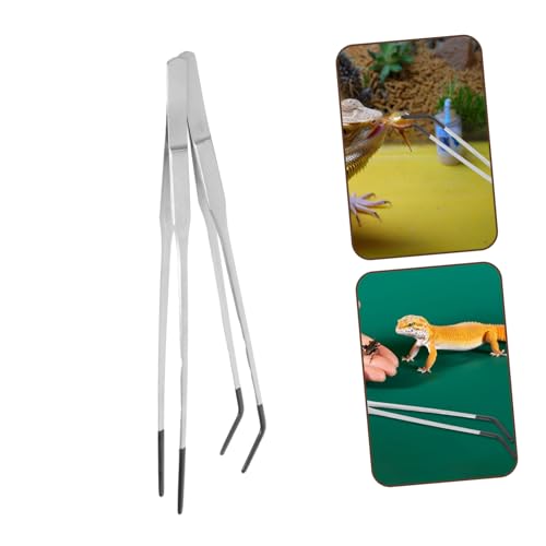 Angoily 2pcs Stainless Steel Reptile Feeding Tongs Non Slip Tweezers with Rubber Tips for Gentle Feeding of Snakes Lizards and Turtles Durable Portable for Terrarium Accessories