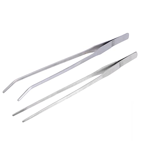 YSTAR Stainless Steel Long Reptile Tweezers Feeding Tongs for Snake Lizards Bearded Dragon Leopard Gecko and Spider Terrarium Supplies 2Pcs