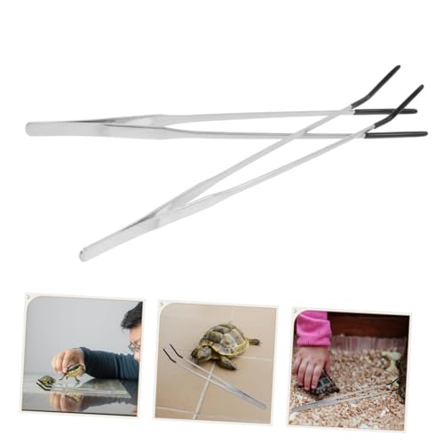 2pcs Aquarium Tweezers: Stainless Steel Straight And Curved Tweezers Set - Long Handle Reptile Feeding Tongs For Lizards Spider Snake