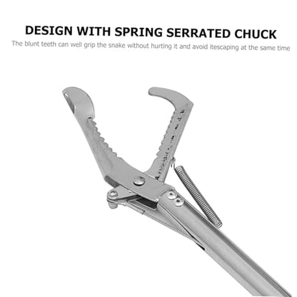 Stainless Steel Snake Catcher Clip Practical Folding Trap Clamp with Lock 36-inch Long Reach Reptile Handling Tool for Safe and Effortless Snake Capture