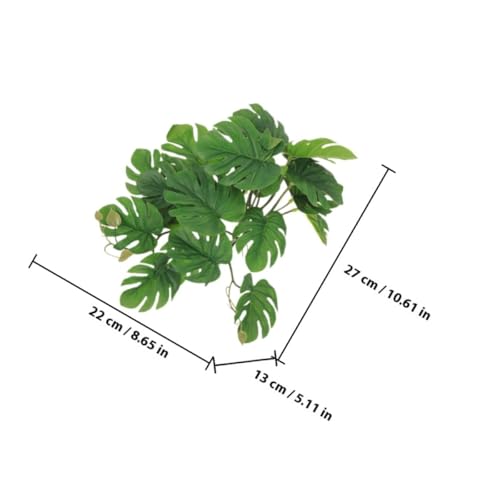 BESPORTBLE 2pcs Artificial Hanging Plant for Reptile Habitat with Suction Cup, Lifelike Plastic Leaf Terrarium Decor, 23 Leaf Monstera and Sweet Potato, Suitable for Amphibians