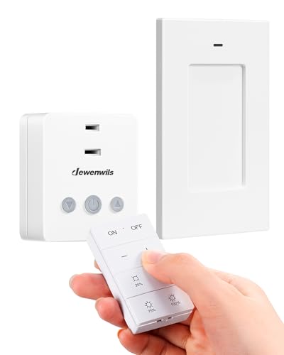 DEWENWILS Wireless Dimmer Plug for Indoor Home Lighting, Remote Control Dimmer Switch, 100FT Range, Plug-in Lamp Dimmer Switch for Dimmable LED/Tungsten Bulbs, ETL Listed,White - style: Magnetic Remote Control