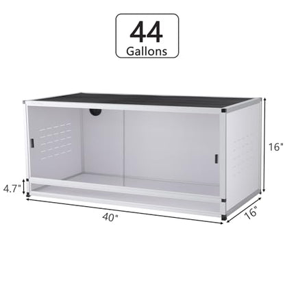 Reptile Enclosure 40x16x16'' Large Reptile Terrarium Habitat Tank for Bearded Dragon Gecko Lizard Snake, 44 Gallon Wide Breeding Lounge Vivarium Area with Sliding Doors Lock - size: 40x16x16'' - 44 Gallon - 2pcs with spacers