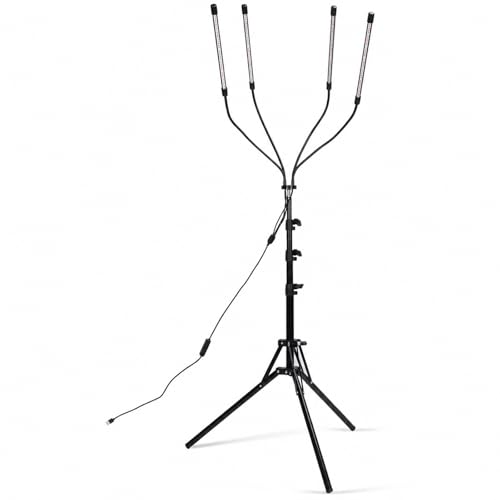 Plant Growing Light Tube 4 Lamp Bar Full Spectrum RedBlue Lighting 40W Adjustable Tripod Stand - Timer On Off Function, Omni - Directional Irradiation, Ideal for Succulent Plants