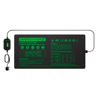 MARS HYDRO 10''x 20.75'' Seedling Heat Mat with Thermostat Heating Pad IP67 Waterproof, Easy to Clean, for Seedling, Germination, Clone, Reptile - size: 10'' x 20.75''with Built-in Thermostat