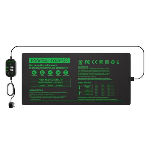 MARS HYDRO 10''x 20.75'' Seedling Heat Mat with Thermostat Heating Pad IP67 Waterproof, Easy to Clean, for Seedling, Germination, Clone, Reptile - size: 10'' x 20.75''with Built-in Thermostat