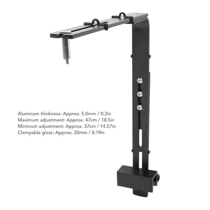 Asixxsix Fish Drop Light Mount, Adjustable Metal Light Holder, Lamp Holder Fishtank Light Stand Aquarium Light Riser Lamp Bracket for Reptile Glass Terrarium Full Spectrum Drop Light - color: Black