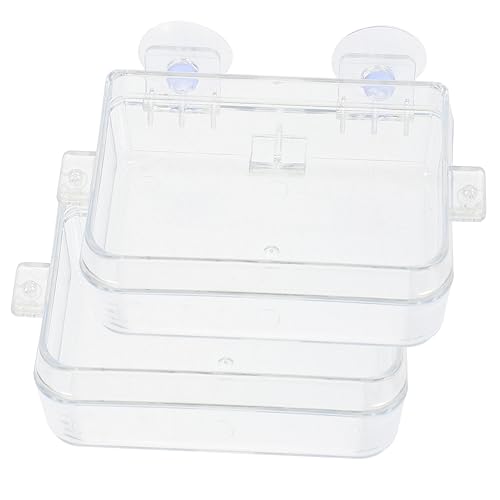 Yardwe 2pcs Professional Reptile Habitat Accessory Reptile Feeders Suction Cup for Easy Cleaning - color: Transparent, size: 9X6X3.5CM