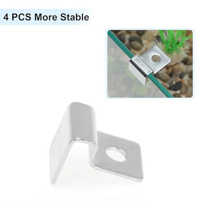 4 Pcs Aquarium Lid Clips, 5mm Aquarium Cover Support Clamps, Aquarium Cover Holder Lid, Stainless Steel Aquarium Tank Cover Clamps Set, Silver Tone