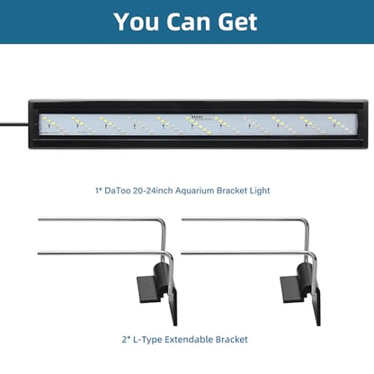 DaToo LED Aquarium Light Full Spectrum Fish Tank Light with Dimmer White Blue Red Green LEDs Fish Tank Light with Three Lighting Modes and Extendable Bracket for 20 Inch to 24 Inch Aquarium - size: 20~24 Inch