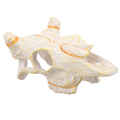 VICASKY Reptile Skull Hideout for Fish Tank Unique Resin Decoration for Aquariums and Terrariums Durable Faux Animal Skull Molding for Pet Reptiles