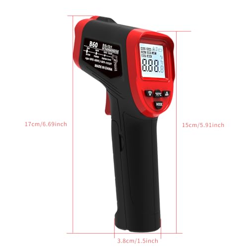Digital Infrared Thermometer Gun for Cooking,-58 to 1112 °F Laser Temperature Gun with Adjustable Emissivity&MAX&MIN,IR Thermometer for Pizza,Oven,Grill,Kitchen,BBQ,Meat,Food,Griddle (not for Human)