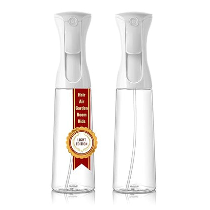 Mistifi Continuous Ultra Fine Mist Spray Bottle – Refillable Water Mister for Hair, Hairstyling, Barber, Salon, Plants, Cleaning, Skincare – (350ml 2Pcs, Transparent bottle) - color: Transparent bottle, style: 350ml 2Pcs