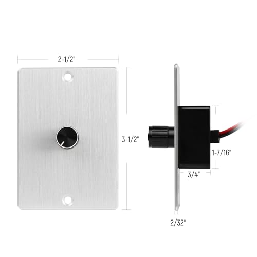 12 Volt PWM LED Dimmer Switch 15A 180W, Push On/Off, Rotary Knob Dimming,12V/24V Light Dimmer for RV Boat Truck Camper Van Trailer Light Fixture, LED Strip Lights (High Side, Silver Panel) - color: High Side, Silver Panel