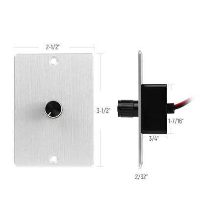 12 Volt PWM LED Dimmer Switch 15A 180W, Push On/Off, Rotary Knob Dimming,12V/24V Light Dimmer for RV Boat Truck Camper Van Trailer Light Fixture, LED Strip Lights (High Side, Silver Panel) - color: High Side, Silver Panel