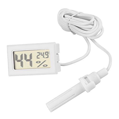 LCD Digital Temperature Humidity Display Thermometer Hygrometer, Integrated Thermometer Hygrometer with External Probe, for Reptile