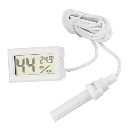 LCD Digital Temperature Humidity Display Thermometer Hygrometer, Integrated Thermometer Hygrometer with External Probe, for Reptile