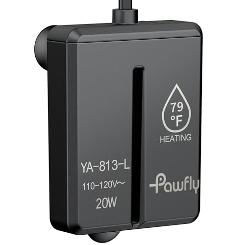 Pawfly 20 W Mini Submersible Aquarium Heater, 1.5-3 Gallon Fish Tanks Heater Betta Heater with Thermostat, Submersible Fishs Tank Heater, Small Aquarium Heaters for Saltwater and Freshwater