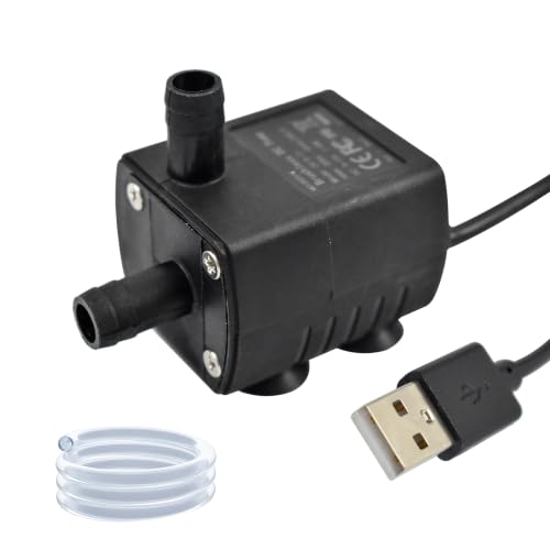 CONQUERALL Submersible DC 5V 2W USB Aquarium Pump with 3.3ft Tube 170L/H 2m Lift for Pet Fountain and DIY Cooling - color: Usb 5v 2w 170l/H 2m Head (Black)
