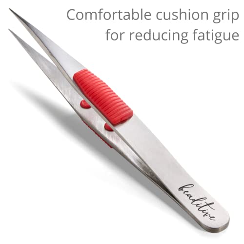 Beaditive High Precision Heavy-Duty Tweezers With Cushion - 4.7" Craft Tweezers for Sewing, Beading & DIY Crafts - Non-Serrated, Fine Point Tips - Stainless Steel Needle Nose Hobby Tweezers (Fuchsia) - color: Fuchsia